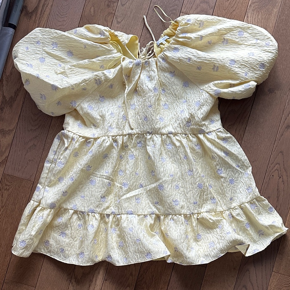 English Factory Light Yellow Blouse with Floral Design